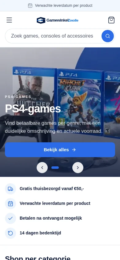 Mobiele weergave van Gamewinkel Zwolle