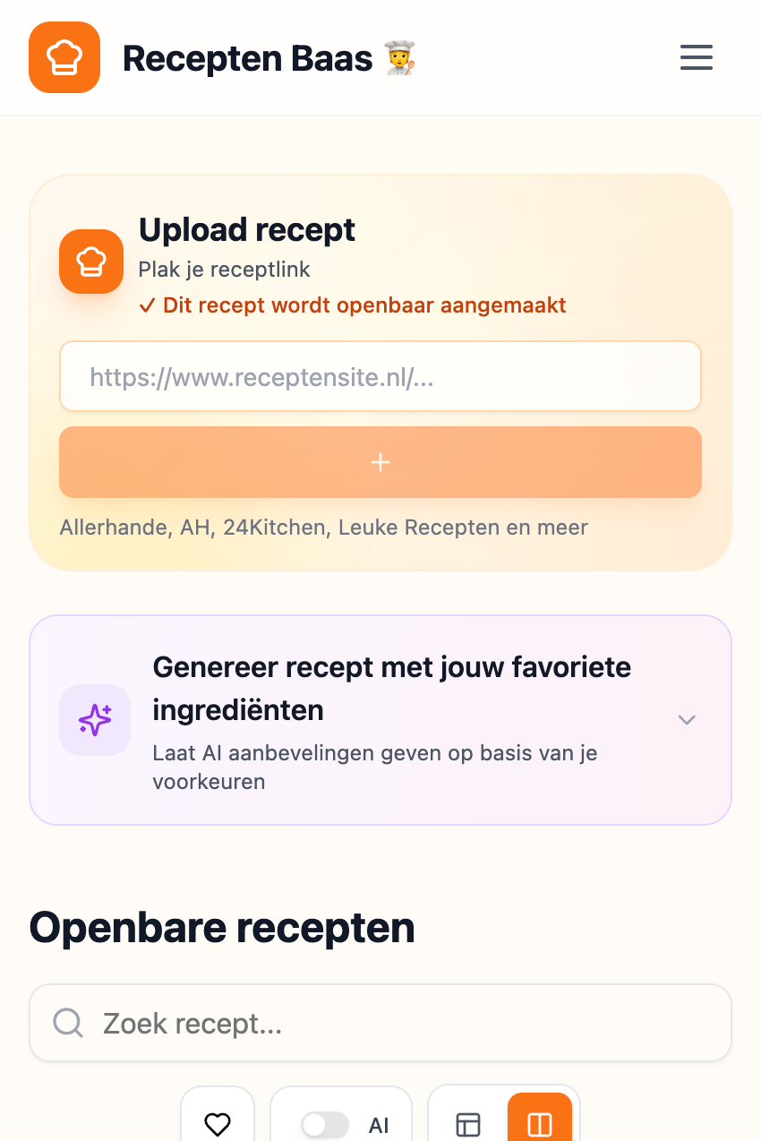 Mobiele weergave van Receptenbaas